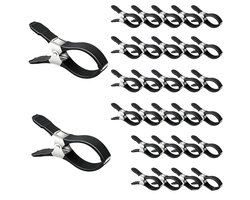 Zeilklemmen - 30 Stuks - Grote Windvaste wasknijpers - 12 × 2 × 6,5 cm - RVS - Clips Voor Zwembadafdekkingen - Gordijnclips - Dekzeil Klemmen - Kledingclips - Geschikt Voor Het Drogen Van Dekbedden, Sokken, Kleding En Zwembadafdekkingen - Zwart