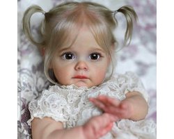Ryoudavell - Fidget 18inch Levensechte Reborn Baby Pop Meisje - Volledig Lichaam Waterdicht ethyleen- Realistische Pasgeboren Speelgoedpop met Kleding - Verpakkingsaccessoires: （kleurrijke geschenkdoos/babyflesje/luiers/speen/geboorteakte）