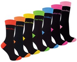 7 paar sokken dagen van de week dames - Sock Snob - Zwarte nieuwe kledingsokken