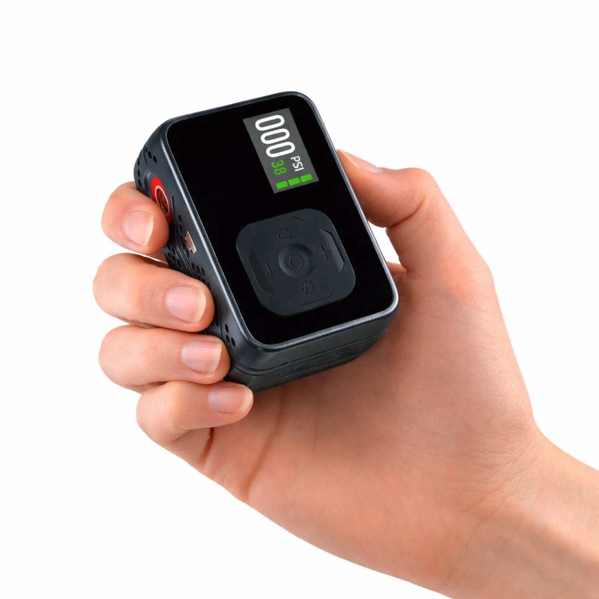 Draadloze Elektrische Fietspomp 8 Bar (120 PSI) - Mini Compressor 130g - Digitaal Display - USB-C Oplaadbaar - Presta & Schrader - Inclusief Hoesje + Accessoires