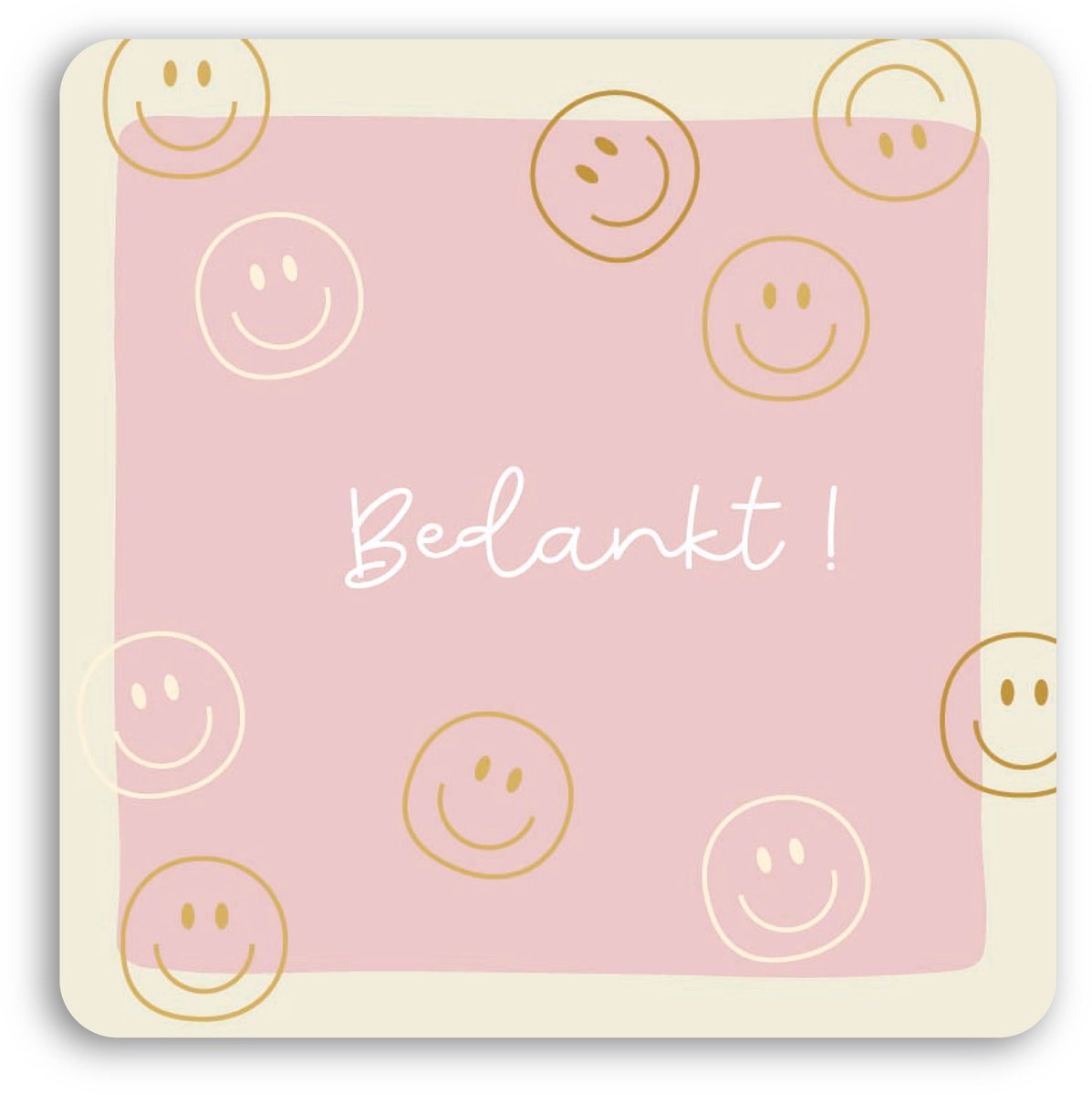 Bedankt kaartjes mini - 50 stuks - Cadeaulabels smiley roze - Bedank kaart collega's - Bedankt labels bruiloft