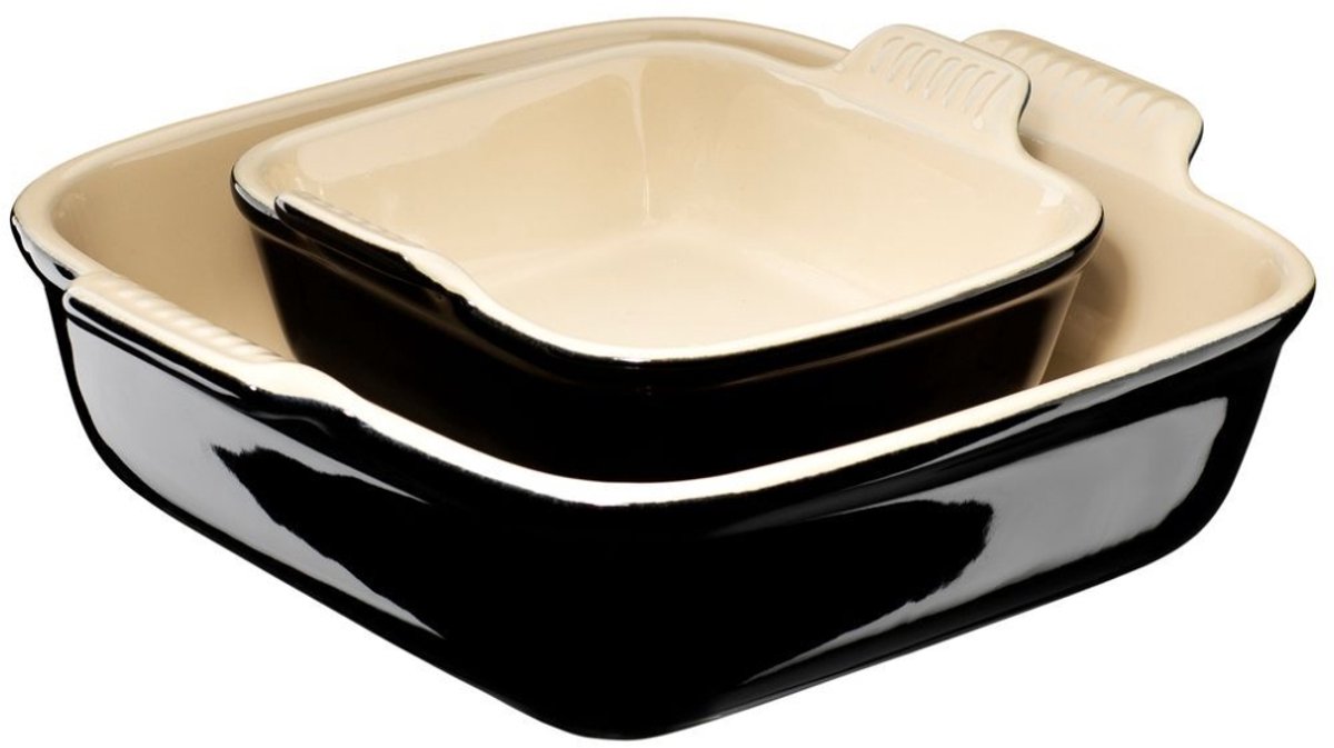 LE CREUSET - OVENSCHALEN SET SQ Heritage SW zwart