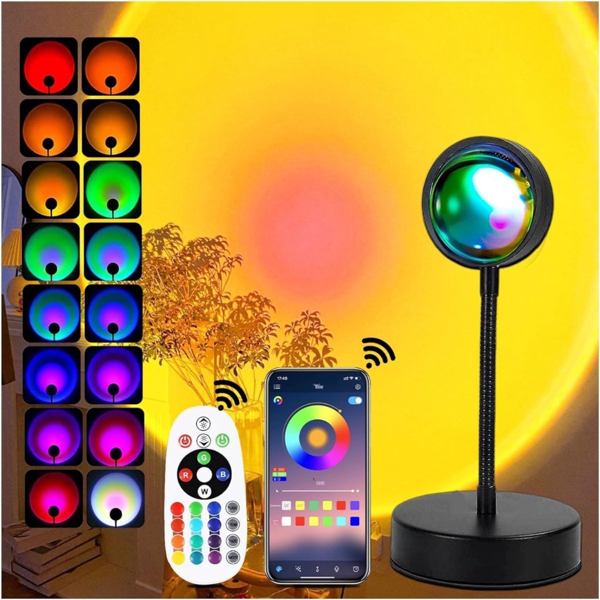 QIN® Sunset Lamp - Sfeerverlichting - TikTok Lamp - 27x10x10cm - Veelkleurig - 27cm x 10cm x 10cm