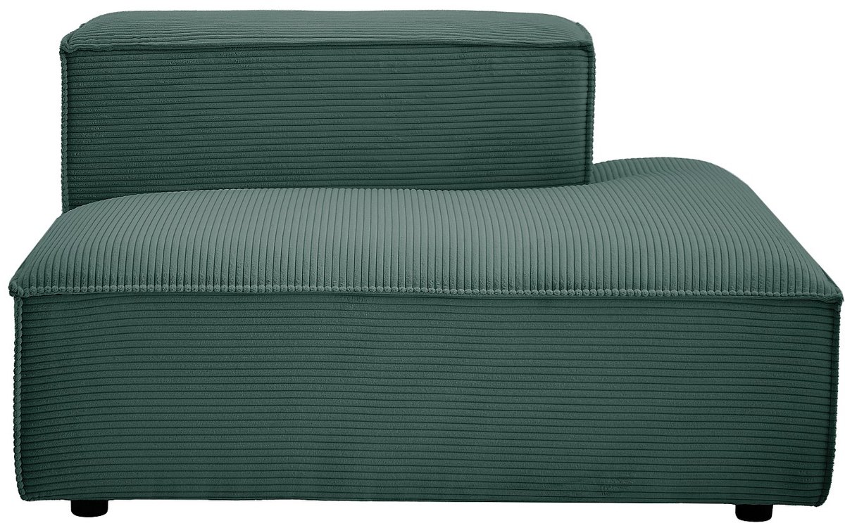 Vente-unique Chaise longue rechts in groen ribfluweel RUZOLO