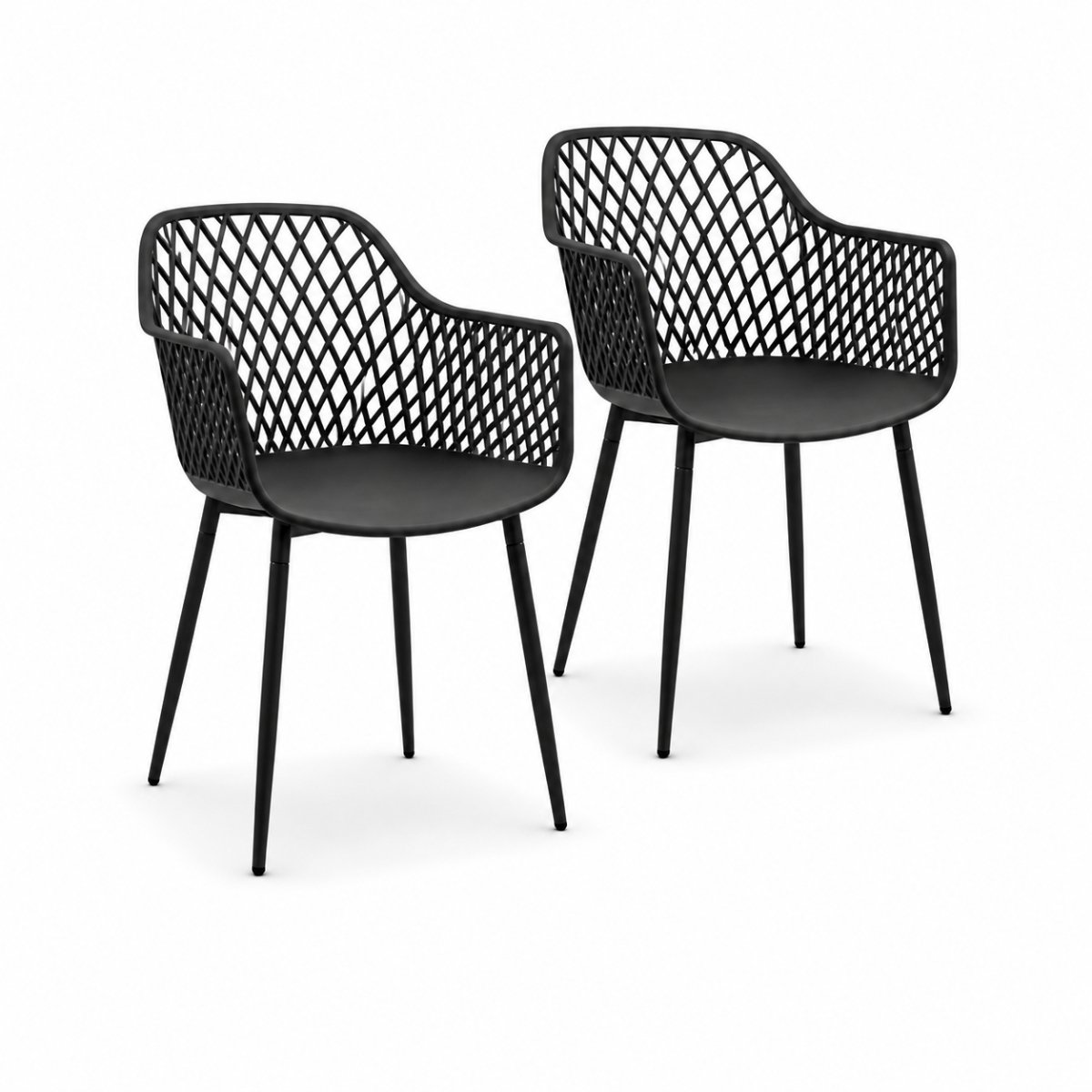 DS4U® - Niall tuinstoel - Set van 2 - Zwart - Kunststof - Kuipstoel