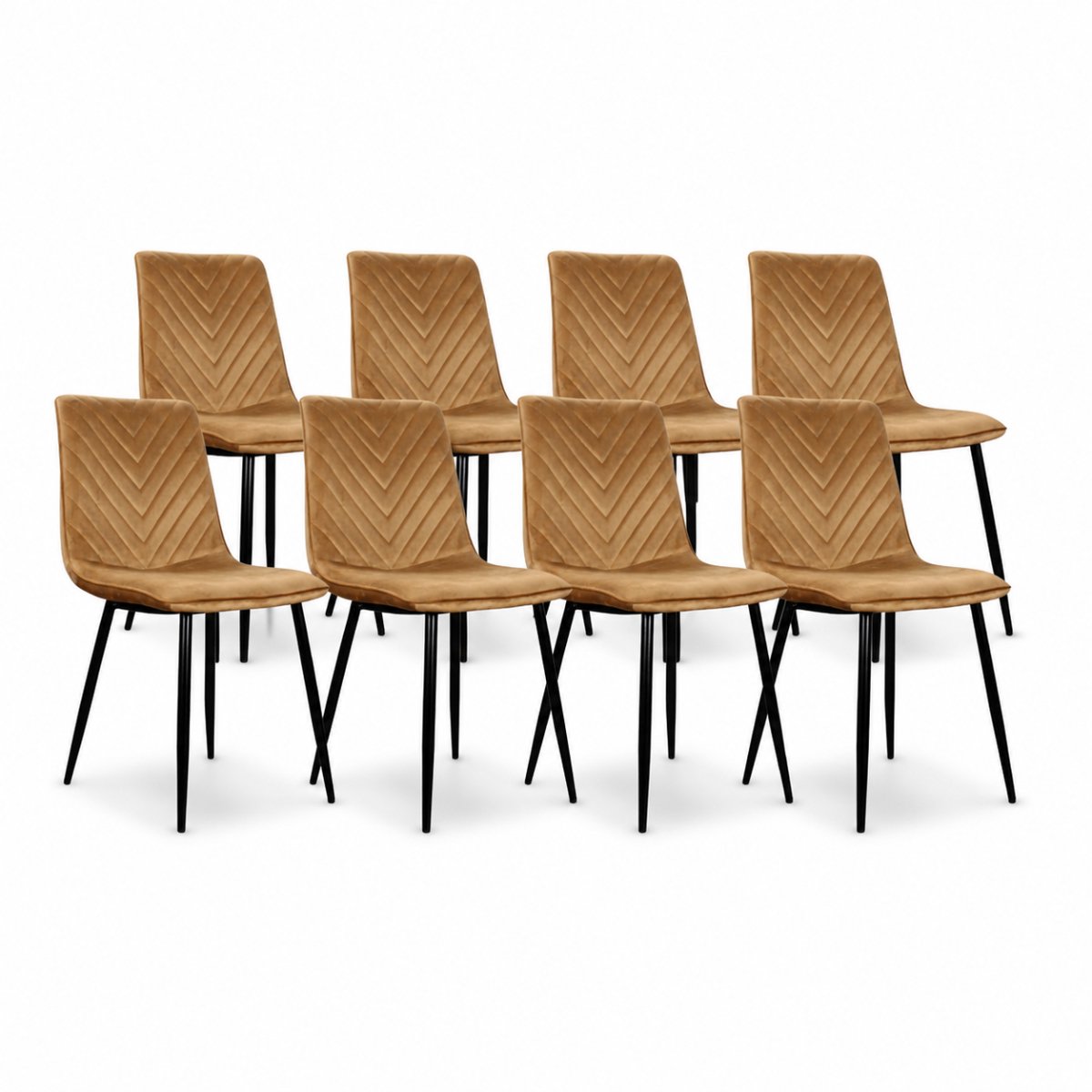 DS4U® - Gaby eetkamerstoel - Set van 8 - Goud - Velvet