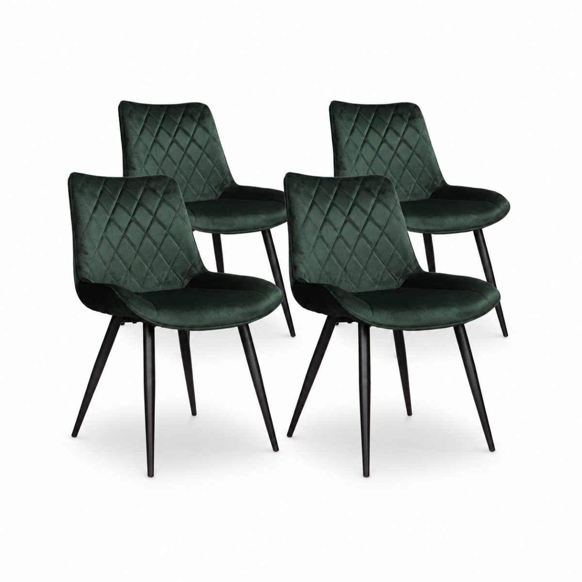 DS4U® - Benito eetkamerstoel - Set van 4 - Donkergroen - Velvet