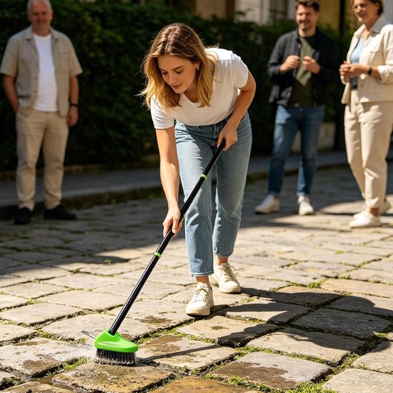 Grasverwijderaar Handmatig - Onkruidborstel Voegenreiniger - Terrassen Reinigen - Verstelbare Steel - 43 cm - Grijs — afbeelding 3