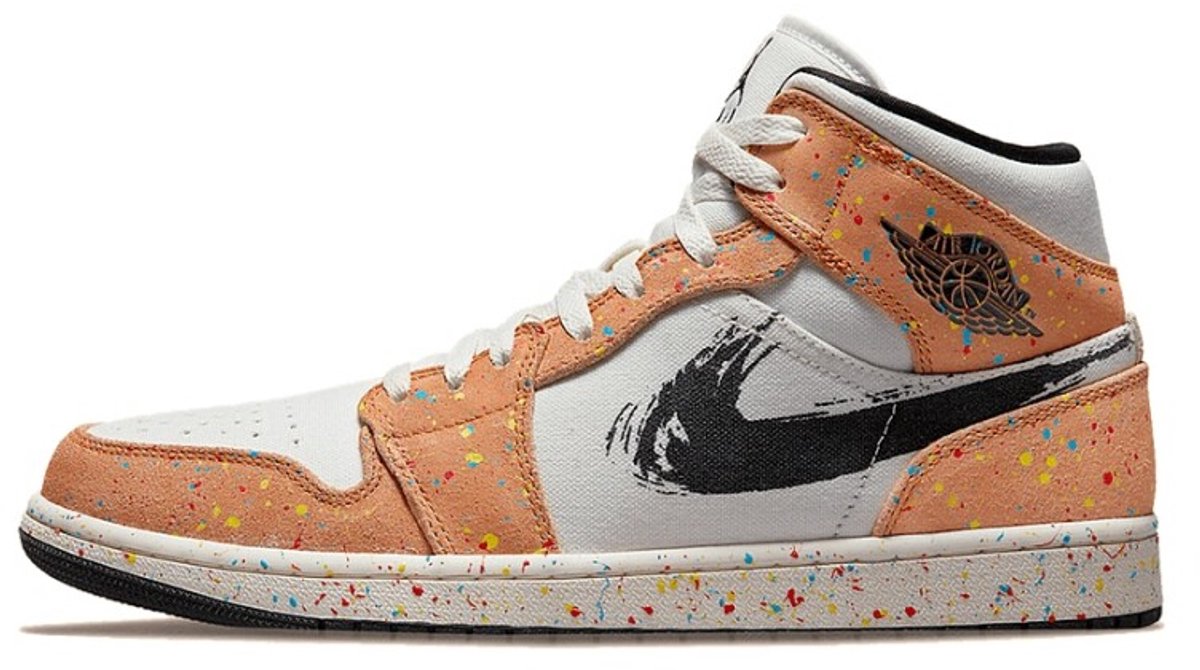 Nike Nike Air Jordan 1 Mid SE Brushstroke Sneakers Unisex Wit