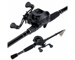 HOB Telescopische Vishengel met Molen - Hengelset - Werphengel - Carbon - 1,8 m - Vishengel set - Hengelsport - Zwart - Vis Hengel