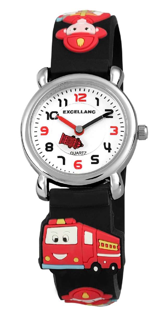 EXCELLANC Excellanc kinderhorloge Lenny Excellanc kinderhorloge met siliconen band en brandweermotief