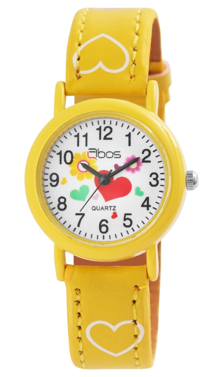 QBOS QBOS kinderhorloge Luca meisjeshorloge, analoog, bloem, hart, cadeau, schoolinschrijving