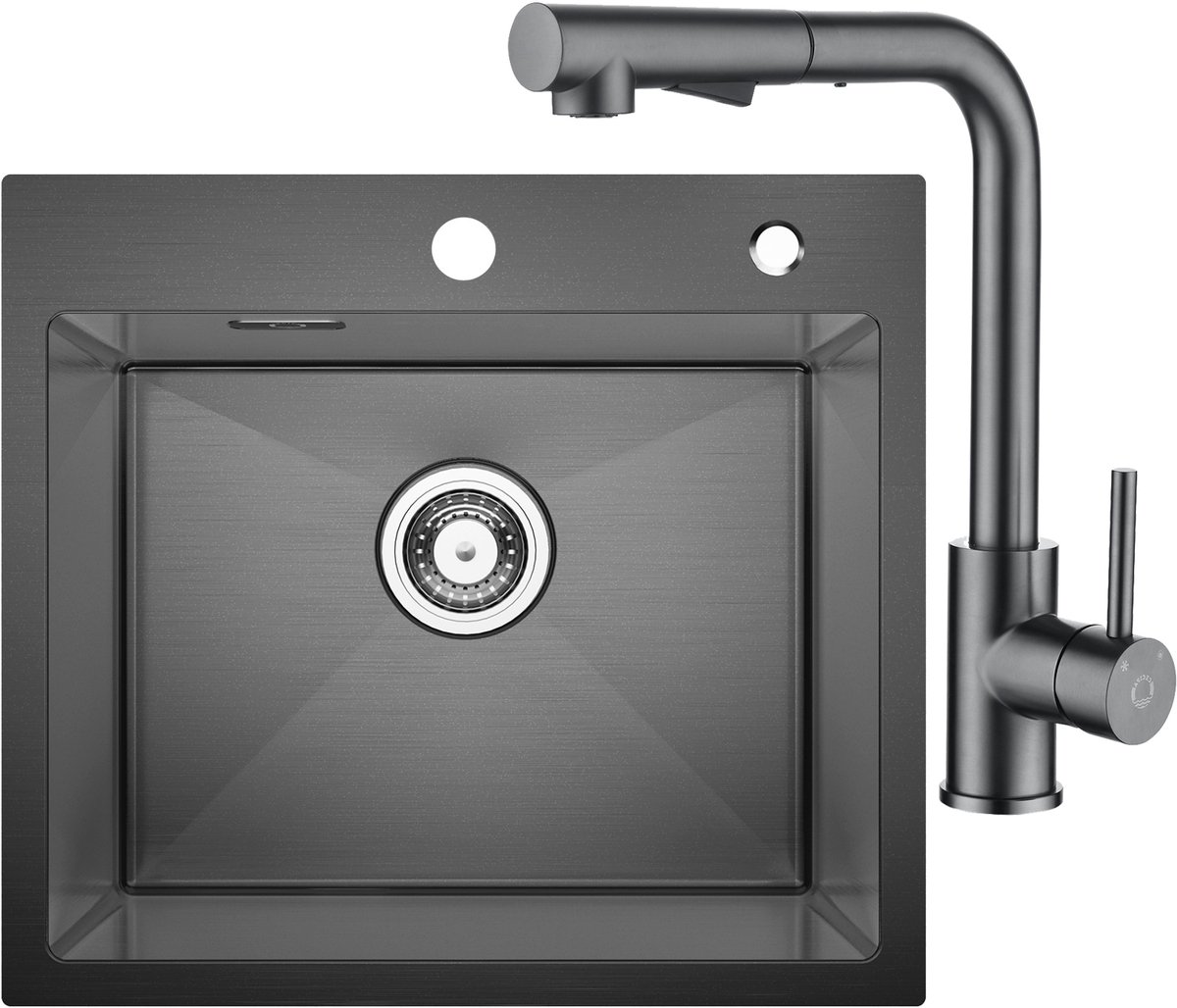 CECIPA max Spoelbak voor keuken 50x45CM - Spoelbak Keuken Met Keukenkraan Met Uittrekbare