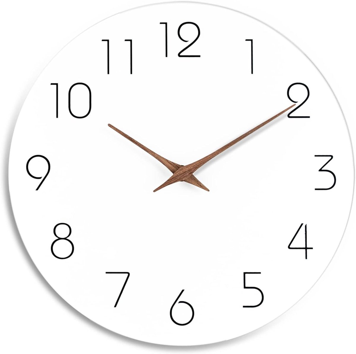 Houten Hangklok - 30 cm in Diameter - Stil - Batterij Aangedreven - Eenvoudig Te Lezen - Geschikt Voor Huis, Keuken, Slaapkamer, Kantoor, School - Wit