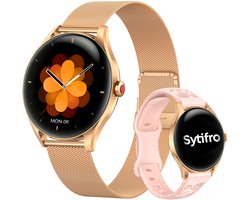 SYTIFRO smartwatch dames -smartwatch met 3D bolvormig glas - horloge dames 1.32" AMOLED 60Hz - 300 mAh (7 dagen) horloge - 130+ sportmodes & 2 jaar garantie
