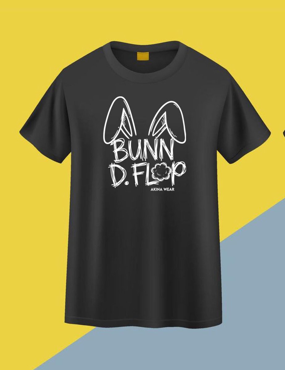 Bunn D. Flop Kawaii Konijn T-Shirt Zwart – Grappig Anime Bunny Shirt met Floppy Oren - Unisex Maat M