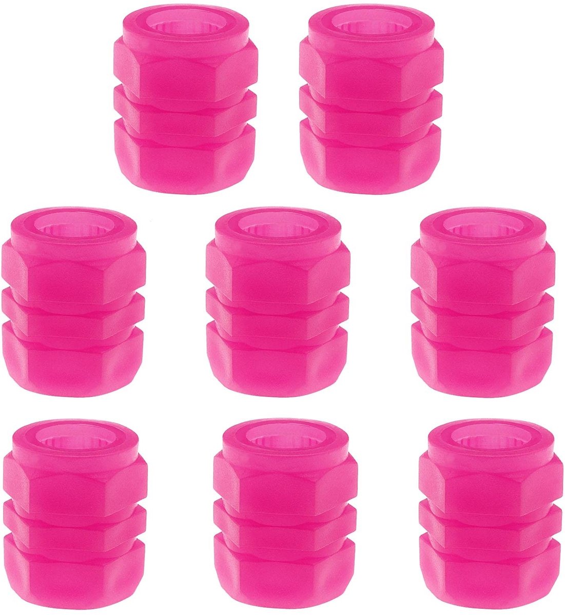 Allecto - Fluorescerende bandenventieldoppen - Lichtgevende ventieldoppen - Roze kleur - Plastic ventieldoppen - Geschikt voor auto en fiets - 8 stuks
