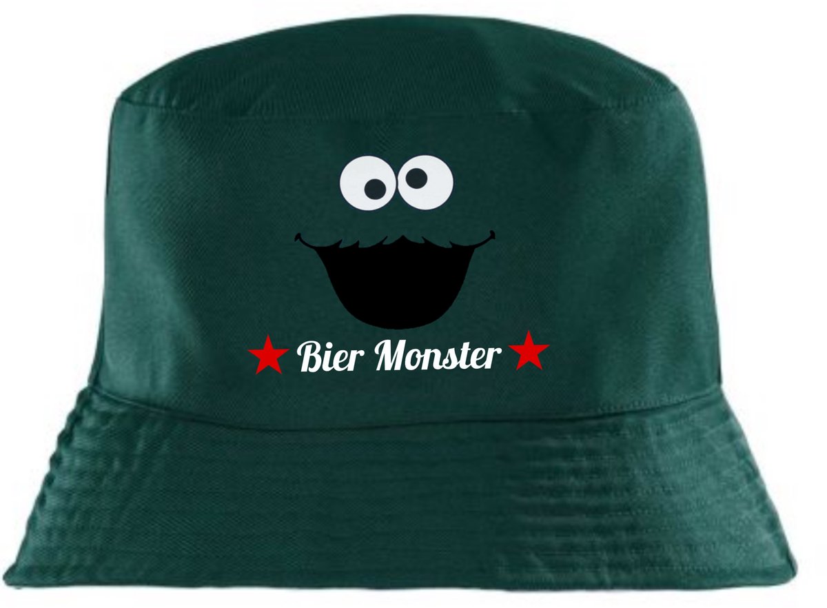Bottle Green Bier Monster Bucket Hat - Festival - feest - carnaval - feest kleding - hoofddeksel - vissers hoedje