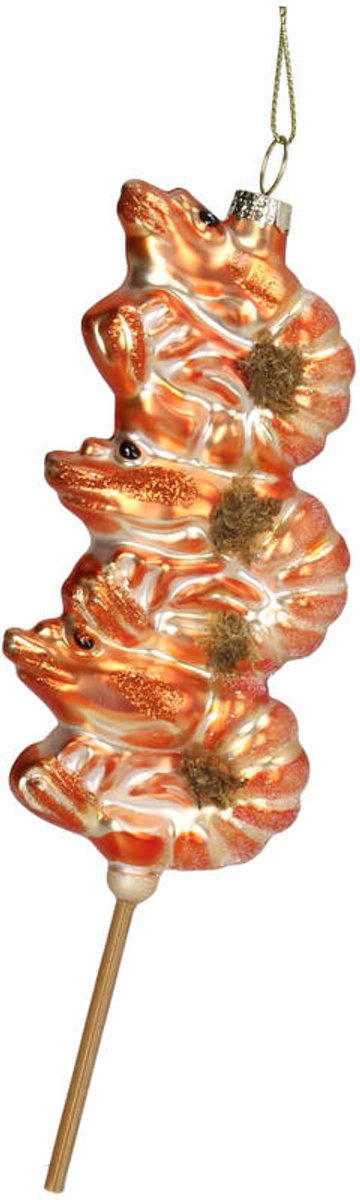 HD Collection Kerst Ornament Garnalen Glas Oranje 17,8 cm – Luxe Kersthanger Zee Garnalen – Oranje Kerstboom Decoratie - Sparkle club