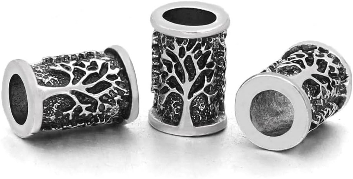 Viking Baard Kralen Set van 3 - RVS Haar Kralen voor Vlechten, Armbanden en Kettingen - Vintage Stijl voor DIY Sieraden en Haaraccessoires