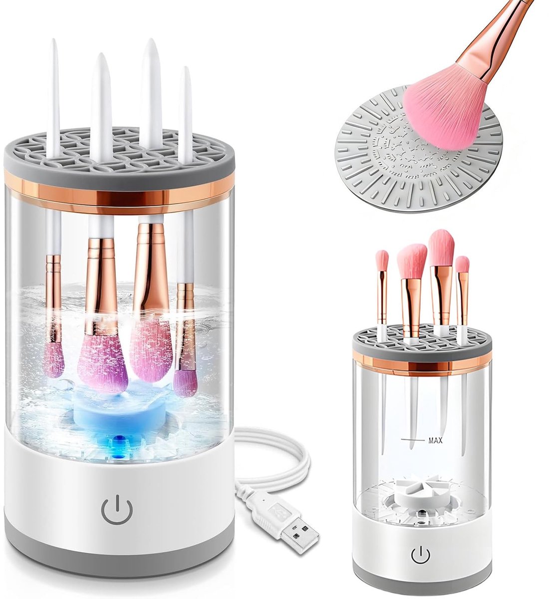 Make-up Borstelreiniger - Automatisch en Elektrisch met USB - Reiniger en Droger - Borstel Spinner - Make-up Gereedschap.