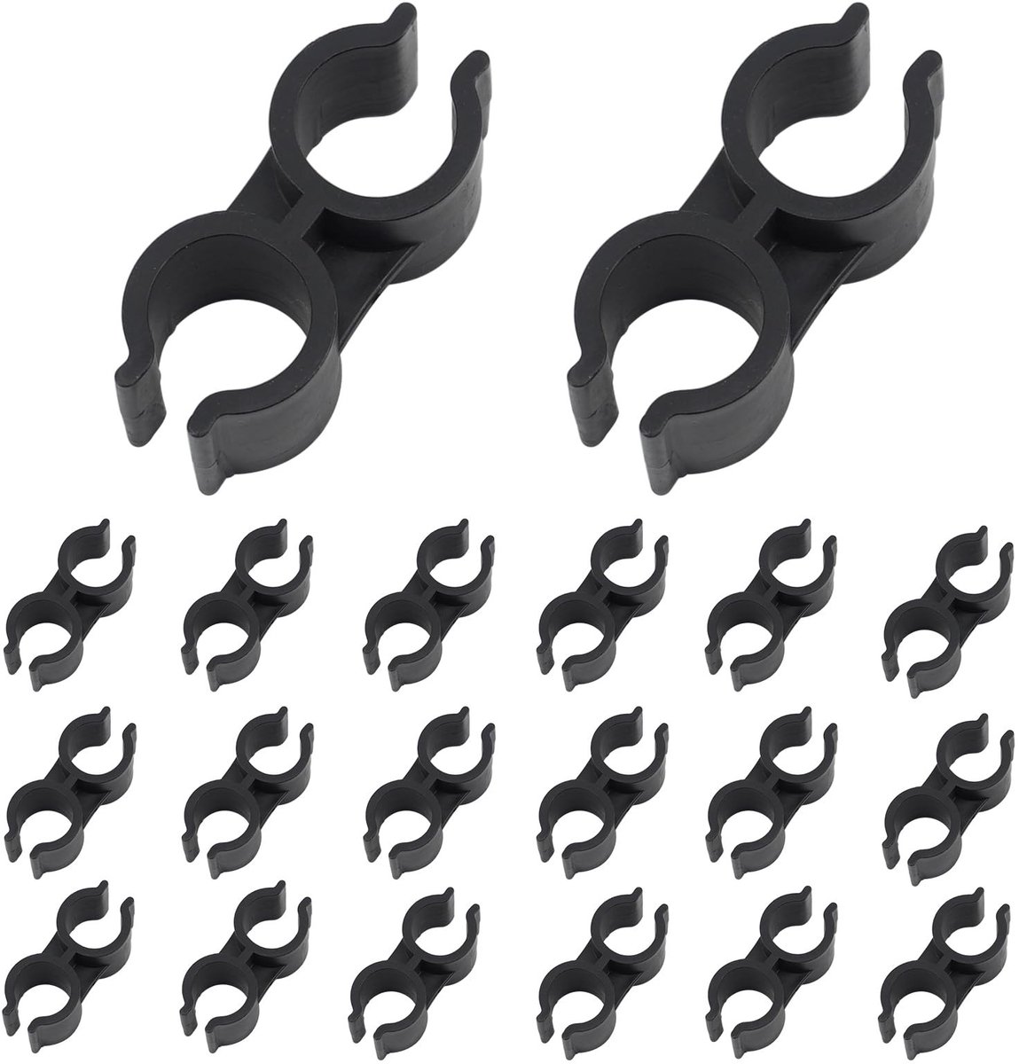 NTHProducts - Double Pipe Clamp - H-type Buizenbevestiging - Duurzaam en Betrouwbaar - Zwart - Buisklemmen - Perfect voor Binnen en Buiten - 20 stuks