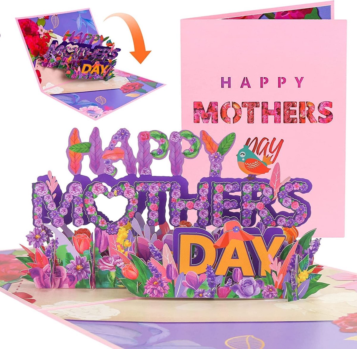 MTTProducts - Moederdag Kaart - 3D Verjaardagskaart - Pop-up Kaart - Stijl A1 - Romantisch Cadeau - Voor Moeder, Vrouw, Leraren en Vrienden