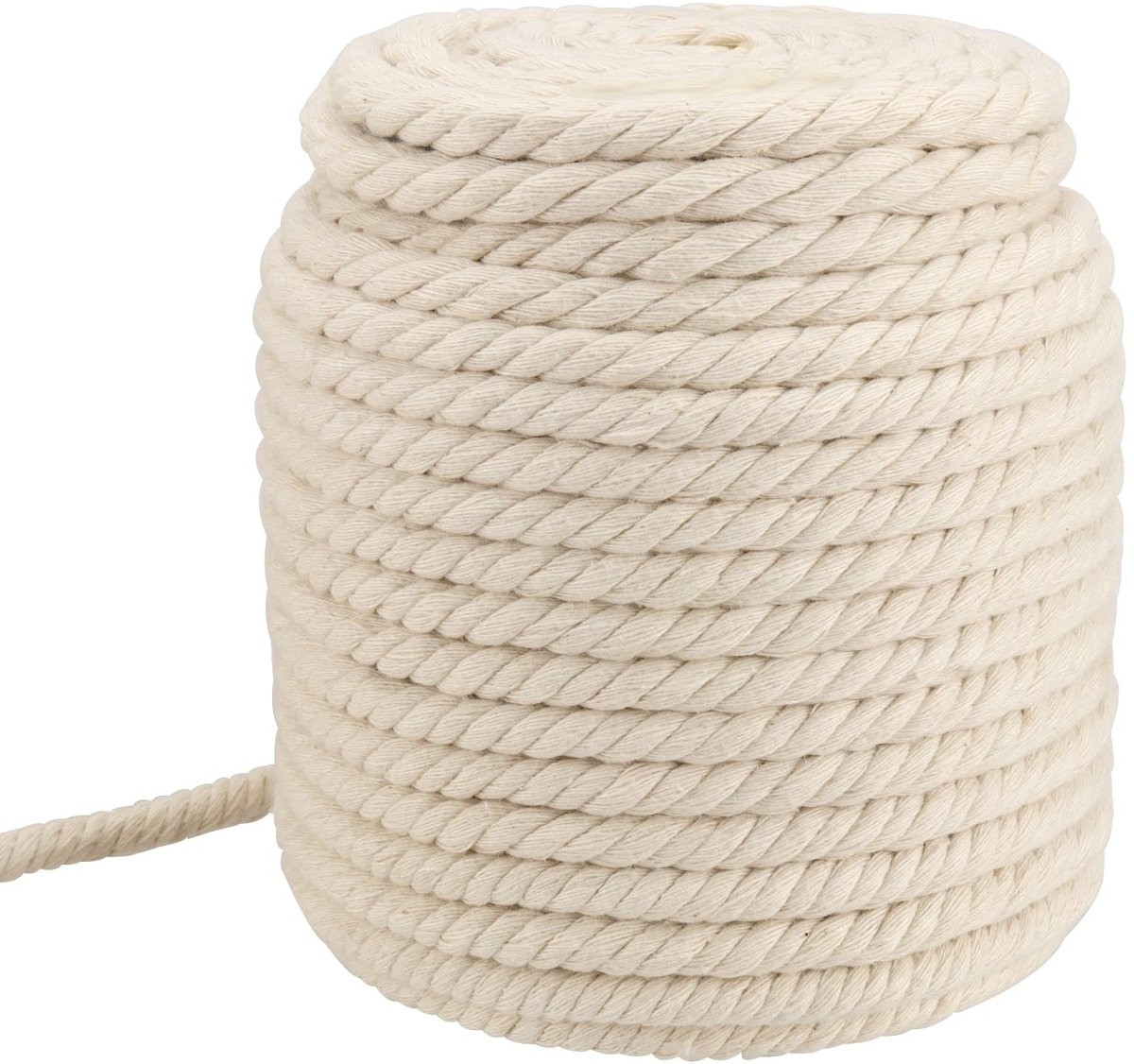 MTTProducts - Macrame Touw - 50m x 10mm - Sterk en soepel - Wit - DIY Decoratie - Perfect voor knutselen - 3-strengen gevlochten
