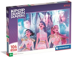 Puzzle K-Pop Demon Hunters Maxi 104 Pièces de Clementoni Supercolor - Puzzle Kpop Huntrix - Cadeau K Pop Enfants à partir de 6 Ans