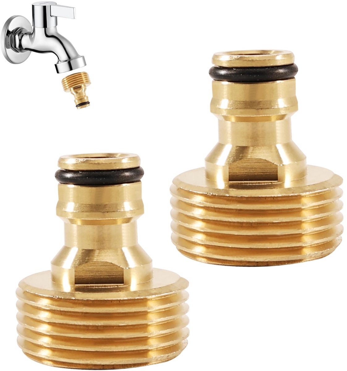 Allecto - 2pcs Brass Quick Release Adapters - Tuinaccessoires - Robuuste Koppelingen - 1 Inch - Voor Tuinslang - Ideaal voor Irrigatie en Waterafvoer
