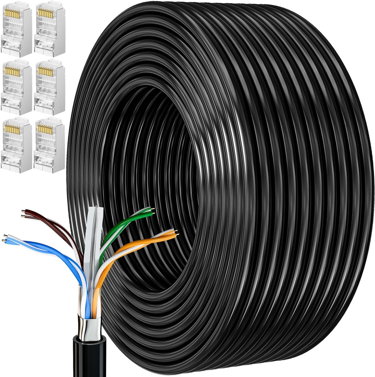 Allecto - Internet Kabel - Cat 6 - Hoogwaardige Ethernet kabel - 30 Meters - Waterdicht en UV-bestendig - Geschikt voor routers en gameconsoles - Z...