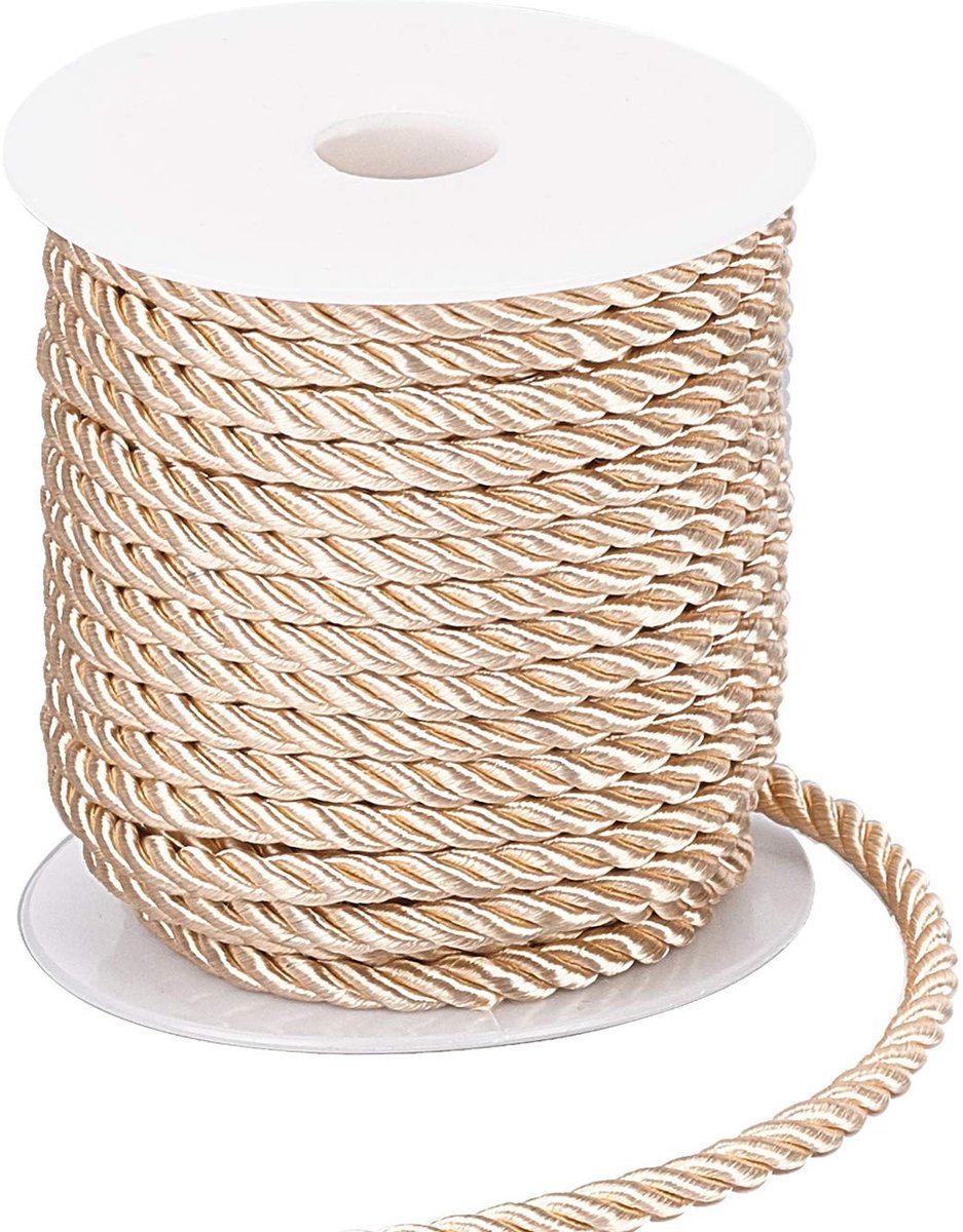 Allecto - Gedraaid Koord - Decoratief Touw - Glanzend Polyester - Navajo Wit - Handig voor DIY-ambachten - Perfect voor Gordijnen en Cadeautassen