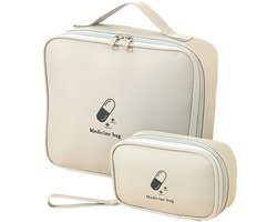 Medicijnorganizer – 2 stuks – Medische Noodset – Lege EHBO-set – EHBO-set voor thuis – Reisdoosje voor pillen – Medicijndoos – Draagbare medicijnopberger – Opbergtasje – Medicijnorganizer voor outdoor en reizen – 25 x 19 x 22 cm + 17 x 6 x 11 cm