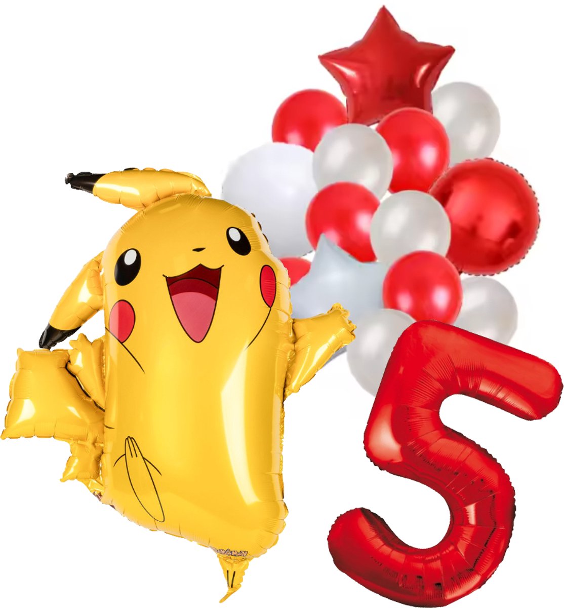 Pokemon ballon set - 62x78cm - Folie Ballon - Pokemon - Pikachu - Themafeest - 5 jaar - Verjaardag - Ballonnen - Versiering - Helium ballon