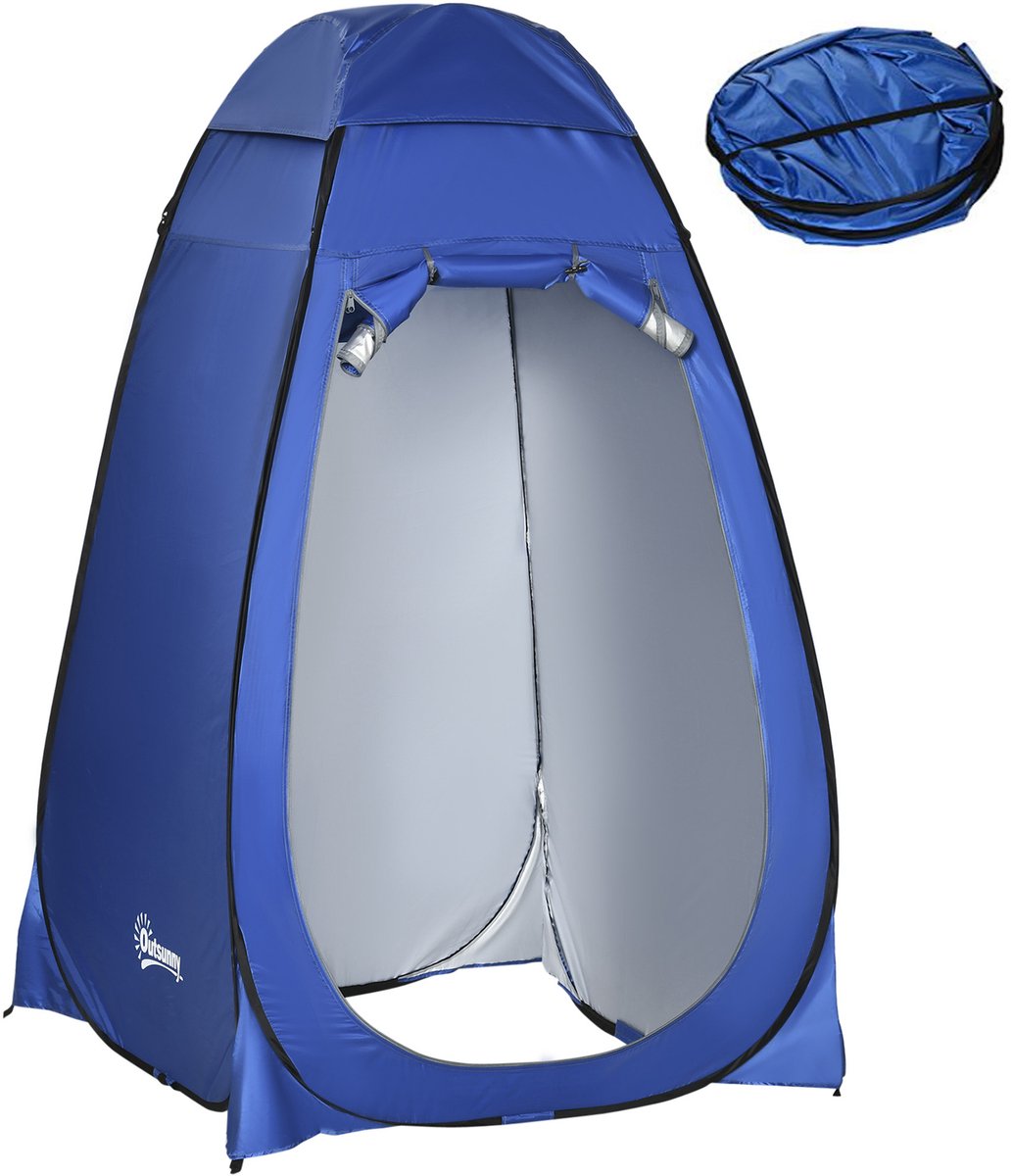 Pop-up Toilettent - Douchetent -Pop-UP Douchetent - Omkleedtent - Douchecabine - douchecabine compleet - Snel opzetbaar - Binnenzak - Licht - Opvouwbaar - Camping - 120x120x190 cm - 1 stuk - Donkerblauw