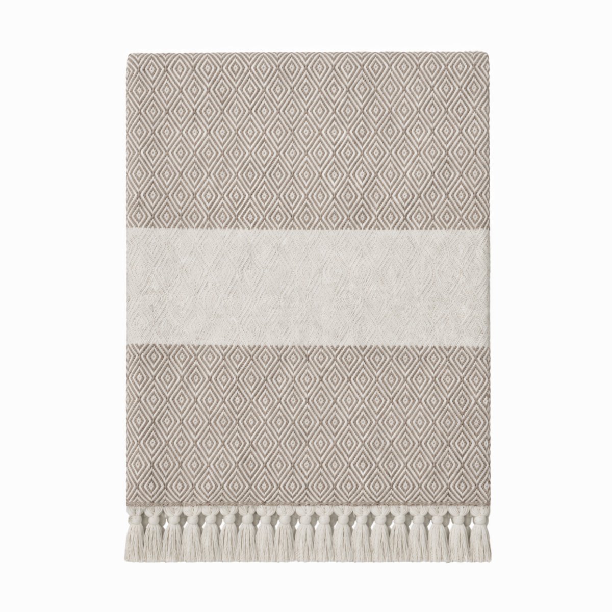 Hamamdoek, Strandlaken, 100x180 cm, 100% Katoen, 450 gr, Zacht en Sneldrogend, Sauna, Spa, Strand, Yoga, Luxe Hamamdoek, Diamond Design, Beige, Duurzaam, De Linde Home