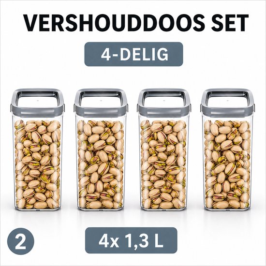 Curver - 4x Boîte de conservation de 1,3 L - Dry Food Storage