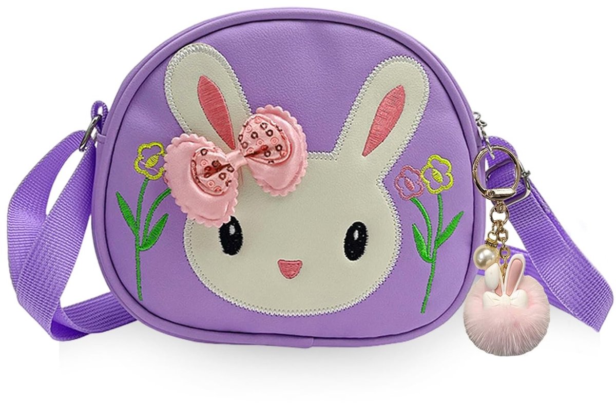 NTHProducts - Schattige Paarse Konijnen Tas - Schoudertas - Creatief en Persoonlijk - Paars - Rugzak Hangdecoraties - Voor Dames - Inclusief Pluche Sle...