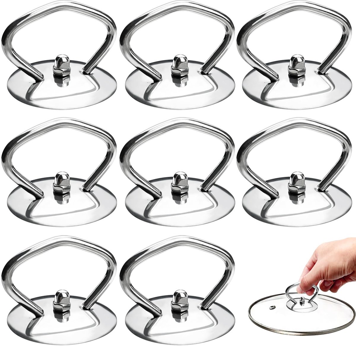 NTHProducts - Potdeksel Handvatten - Pan Handgreep - Duurzaam en Sterk - 4 x 5.3 cm - Vervangbare Handvatten - Geschikt voor Casseroles en Soepen -...