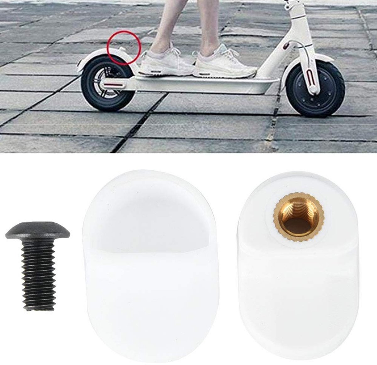 NTHProducts - Back Fender Hook - Silica Gel Sleeve - Bescherming achterspatbord - Sparkling White - Geschikt voor Xiaomi M365 - 2 stuks