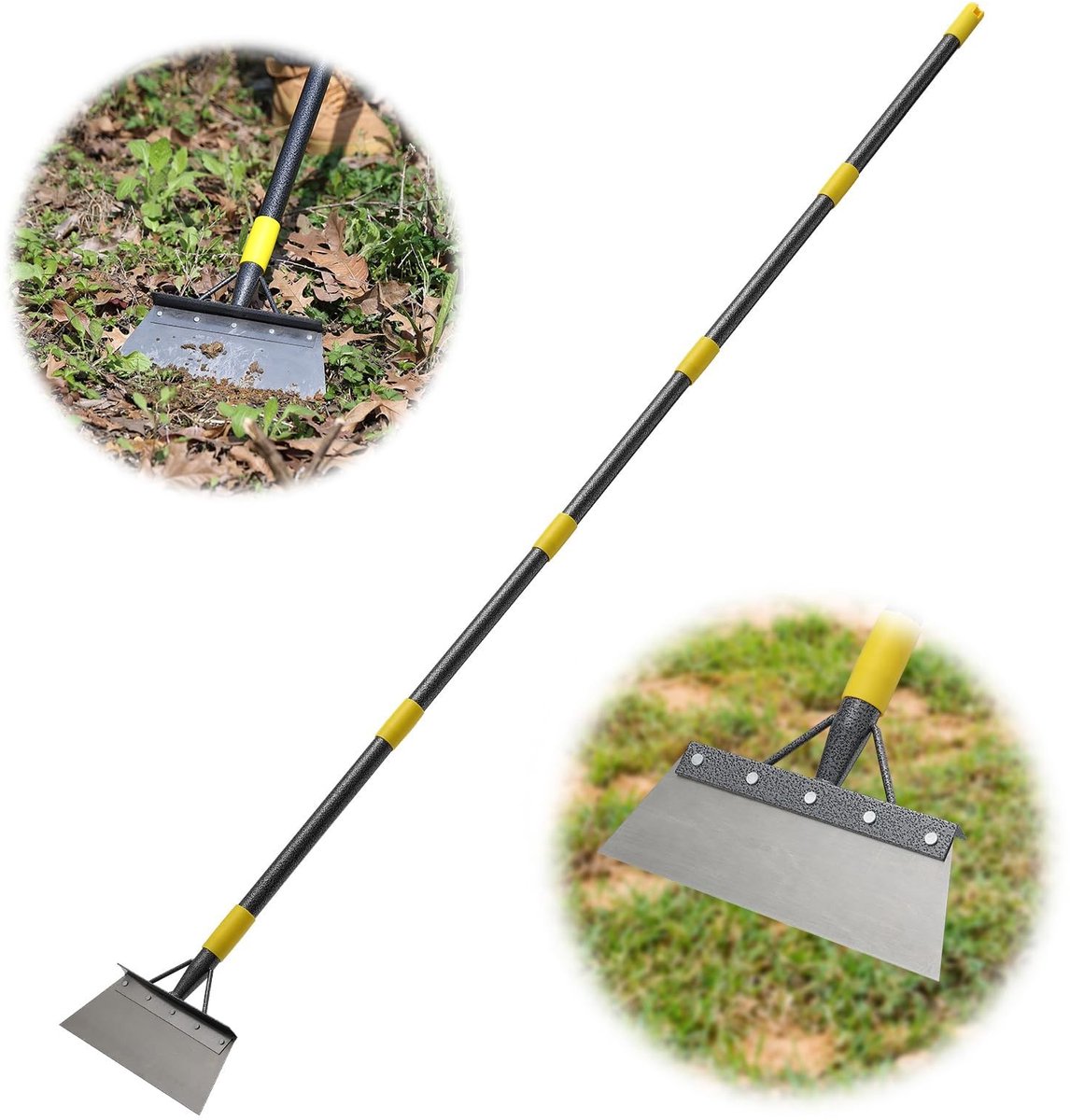NTHProducts - Multifunctionele Tuin Schoffel - Onkruidschraper - Ergonomische Handgreep - 236 cm - Voor Onkruid en Sneeuw - Tuinonderhoud - Grijs