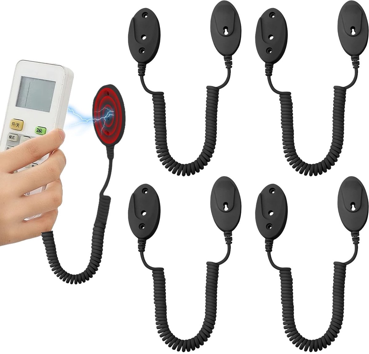 NTHProducts - Magnetische Afstandsbediening Houder - Organizer voor Afstandsbedieningen - Met Elastische Veer - Zwart - Anti-Verlies - Geschikt voor Th...