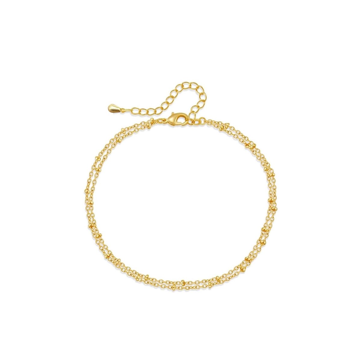 NTHProducts - Dubbele Laag - Verstelbare Enkelband - Goud en Zilver - Minimalistisch - Waterdicht - Lichtgewicht - Modeaccessoire