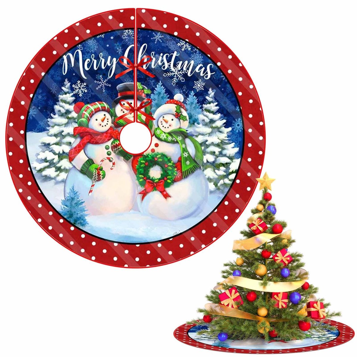 NTHProducts - Kerstboomrok - Kerstdecoratie - Ronde Polyester Skirt - Rode Kleur - Sfeervolle Ondergrond - Geschikt voor Elke Kerstboom - 76 cm