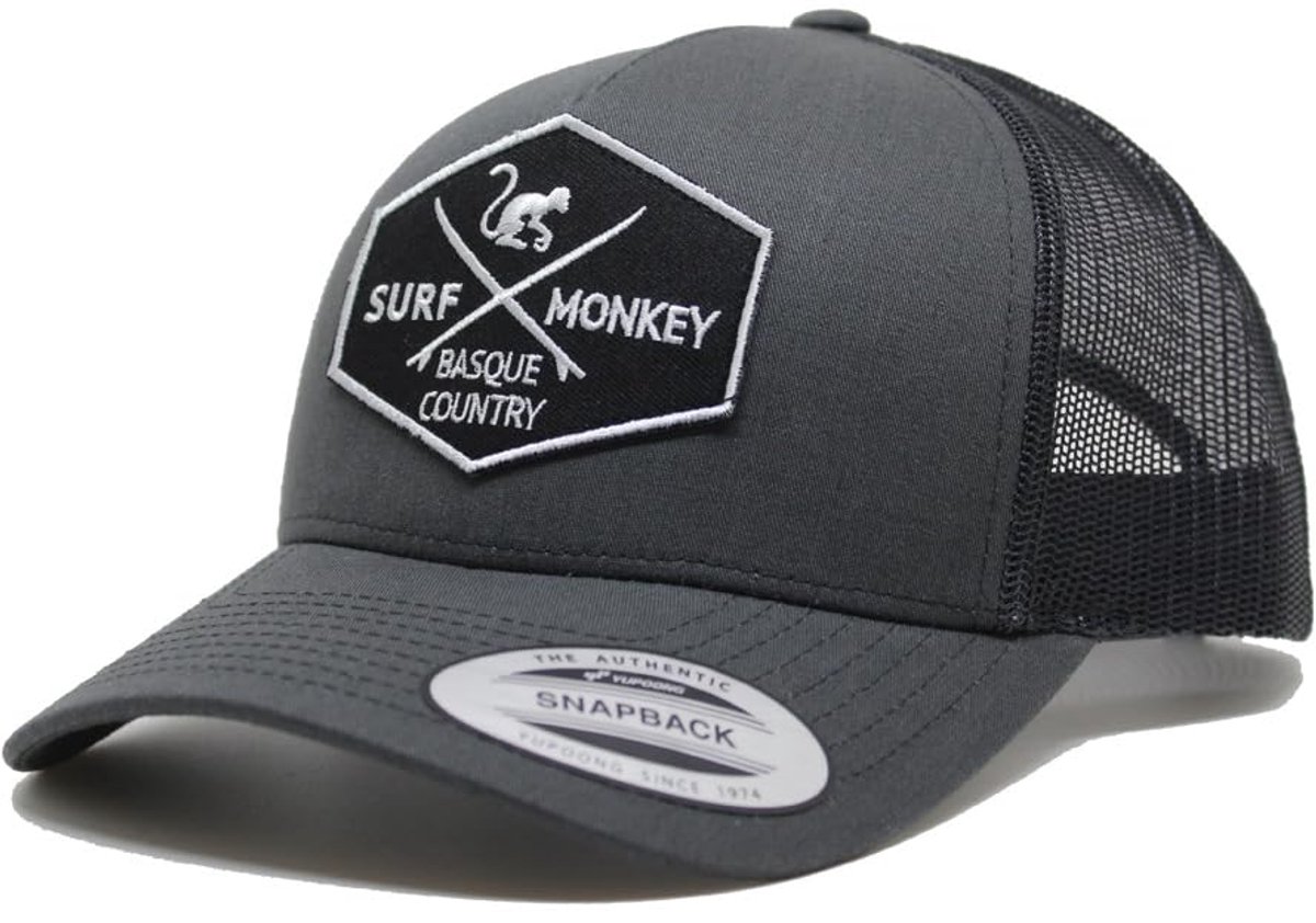 Surf Monkey - Trucker Cap - 6 Panel - One Size - Snapback - Donkergrijs