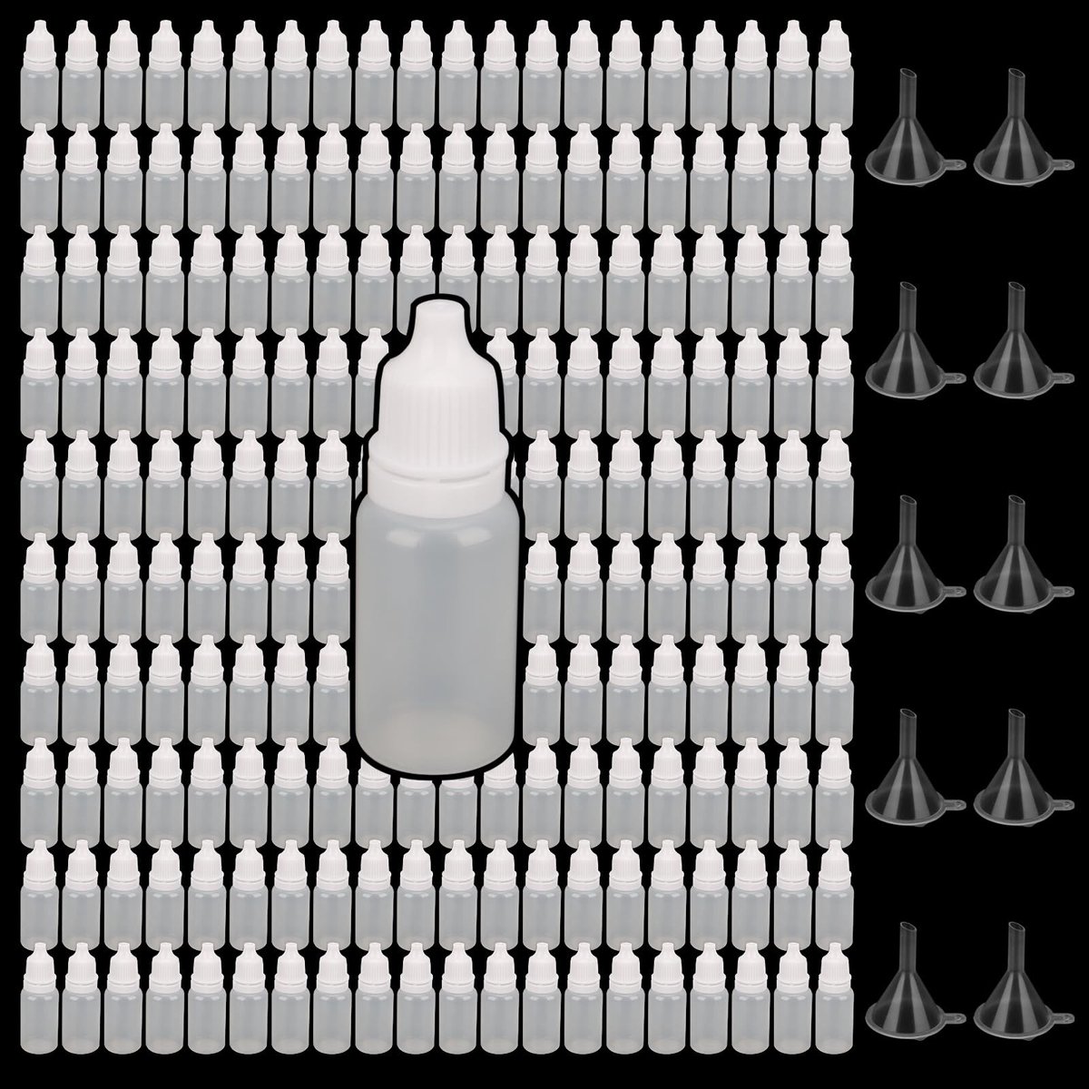Allecto - Lege Druppelflesjes - 200 Stuks - Ideaal voor Verf en Essentie - 10 ml - Inclusief Kleine Trechters - Herbruikbaar en Wegwerp - Geschikt ...