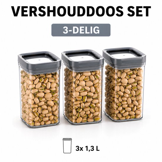 Curver - 3x Boîte de conservation - 1,3L - 12 x 12 x 15 cm - Dry Food Storage
