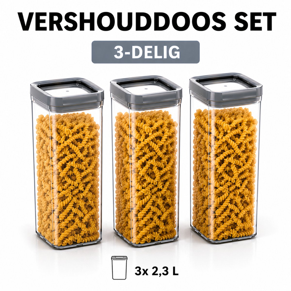 Curver - 3x Voorraadbus - 2,3L - 12 x 12 x 24,5 cm - Vershouddoos