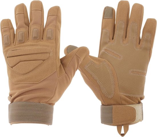 Motorhandschoenen voor touchscreen, volledige vinger, ideaal voor motorfiets, mountainbike, klimmen en wandelen, unisex, maat M, bruin