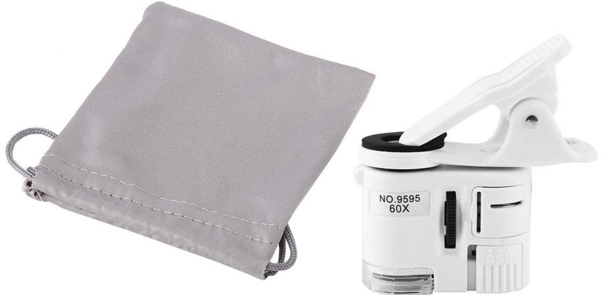 Store_8 - Handy Microscope - 60x Vergrootglas - LED UV Licht - Mini Clip Microscoop - Handig voor Mobiele Apparaten - Wit